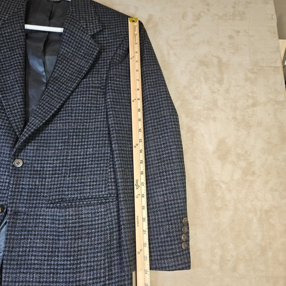 Vintage Bill Blass Wool Houndstooth Sport Coat Blazer Mens 36R Made in USA